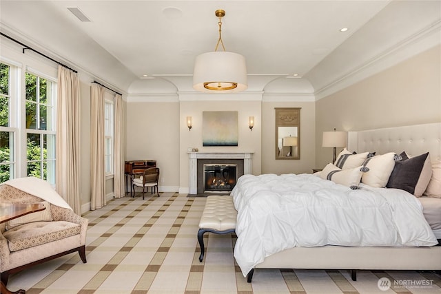 2001 Broadmoor Dr E, Seattle, WA 98112 - bedroom featuring a glass covered fireplace and recessed lighting