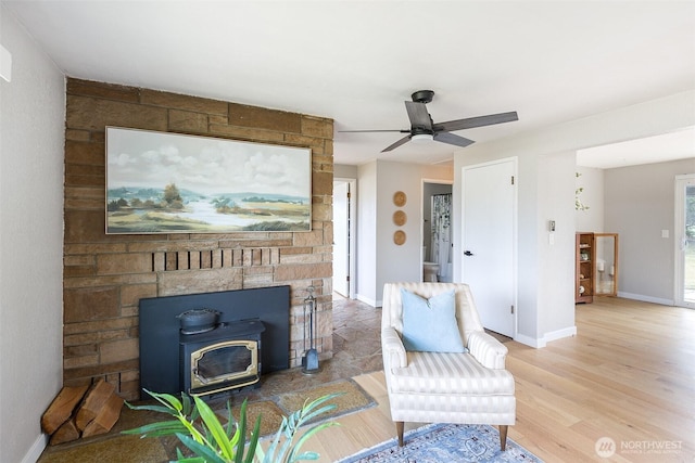 110 Victoria View St, Sequim, WA 98382 - living room with light wood-type flooring and ceiling fan