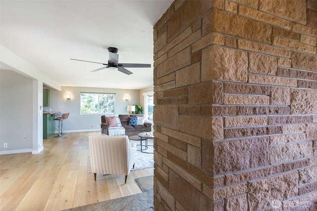 110 Victoria View St, Sequim, WA 98382 - living area featuring a ceiling fan and light wood-style flooring