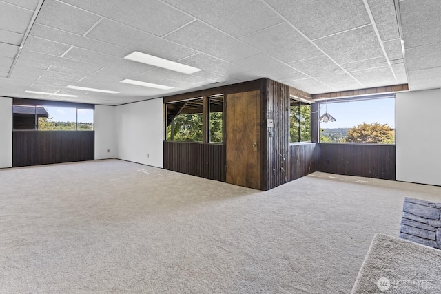 21030 6th Ave S, Des Moines, WA 98198 - spare room featuring wood walls, healthy amount of natural light, carpet, and a paneled ceiling