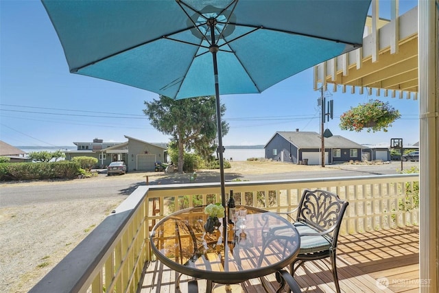 27523 SW Sandy Shores Dr, Vashon, WA 98070 - wooden terrace featuring a residential view