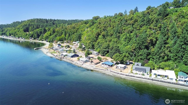 27523 SW Sandy Shores Dr, Vashon, WA 98070 - drone / aerial view of a heavily wooded area and a large body of water