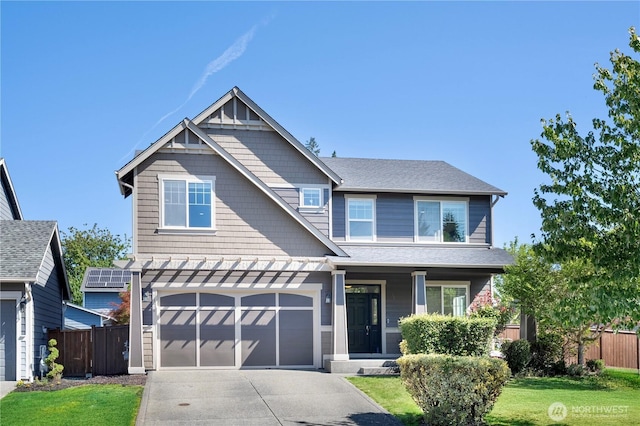 1326 SW 340th St, Federal Way, WA 98023 - craftsman inspired home with driveway, a porch, a garage, and roof with shingles