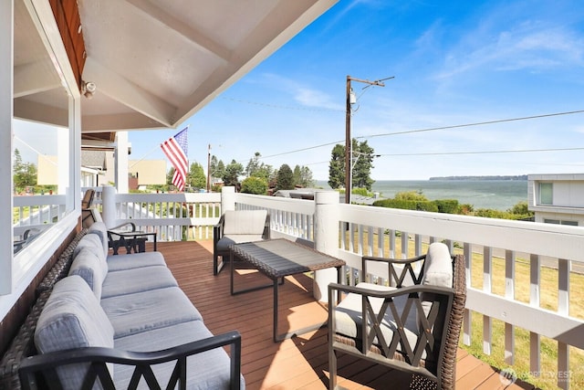 6926 Holeman Ave, Blaine, WA 98230 - wooden terrace with an outdoor living space
