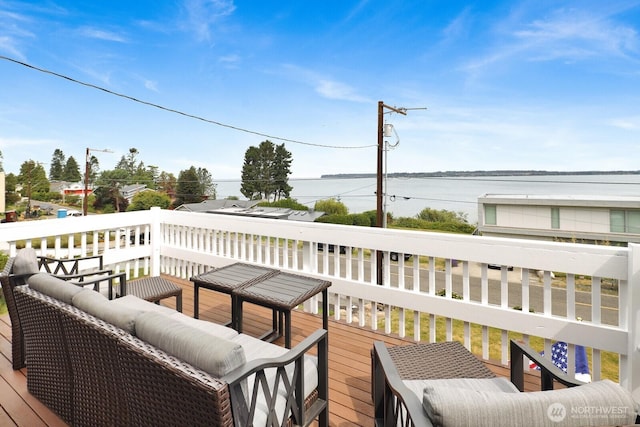 6926 Holeman Ave, Blaine, WA 98230 - wooden deck with an outdoor living space