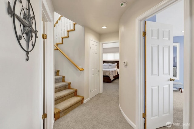 6926 Holeman Ave, Blaine, WA 98230 - corridor with carpet floors, stairs, and recessed lighting