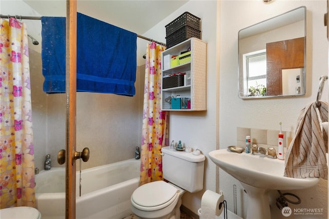 7343 35th SW, Seattle, WA 98126 - bathroom featuring toilet and shower / bath combo with shower curtain