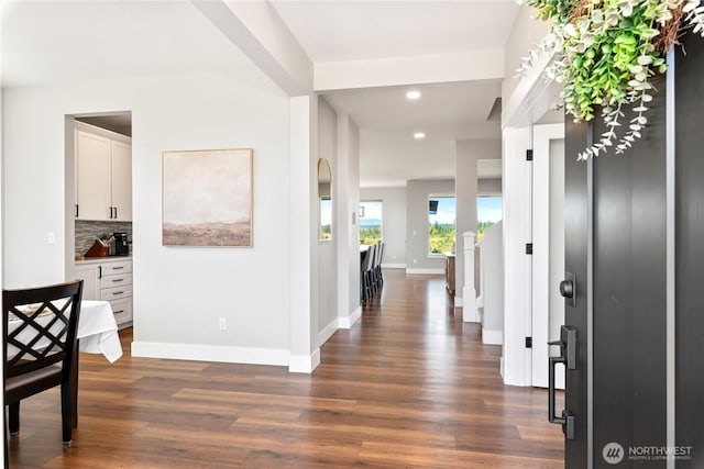 381 E Benson Ridge Rd, Grapeview, WA 98546 - entryway featuring recessed lighting and dark wood-type flooring