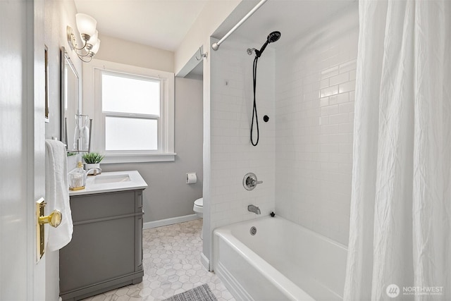 213 S 58th St, Tacoma, WA 98408 - full bathroom with vanity, shower / bathtub combination with curtain, and tile patterned flooring