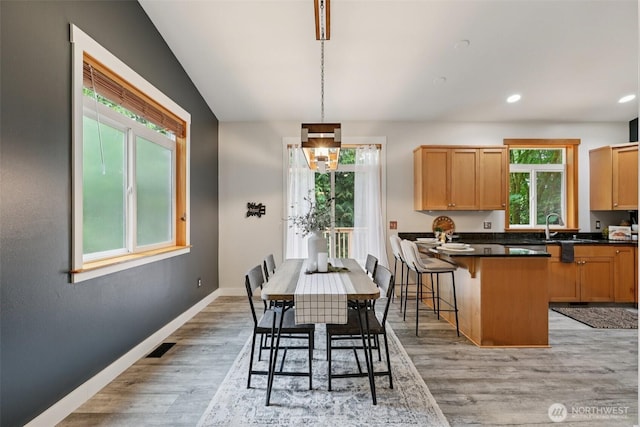 49 Cascade Ln, Bellingham, WA 98229 - dining area with plenty of natural light, light wood-type flooring, recessed lighting, and lofted ceiling