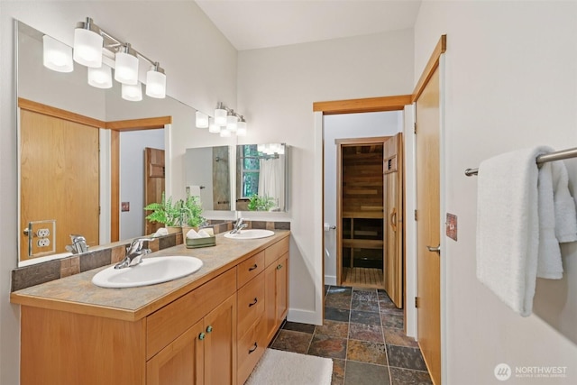 49 Cascade Ln, Bellingham, WA 98229 - bathroom with double vanity and stone finish flooring