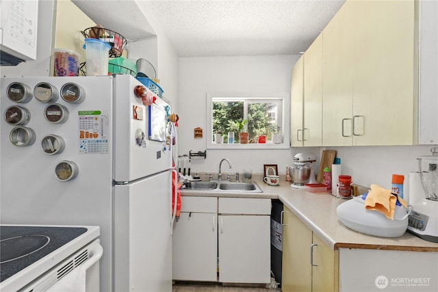 1308 S 359th St, Federal Way, WA 98003 - kitchen featuring light countertops, a textured ceiling, and white electric stove