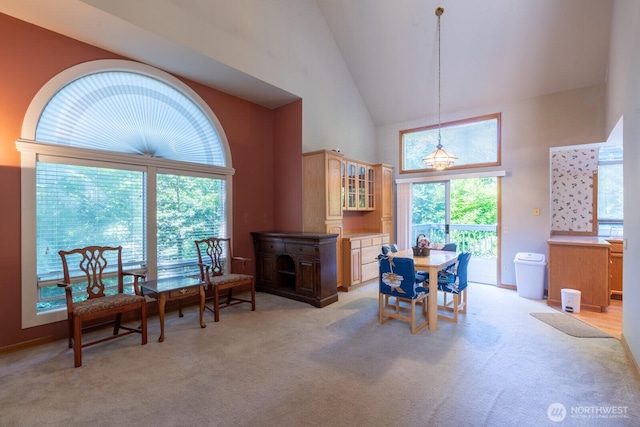 4123 150th Ave SE, Bellevue, WA 98006 - dining room with high vaulted ceiling and light carpet