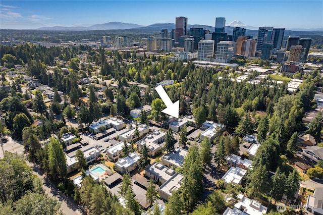 10305 NE 16th St Unit I6, Bellevue, WA 98004 - aerial view of property and surrounding area featuring a mountain backdrop