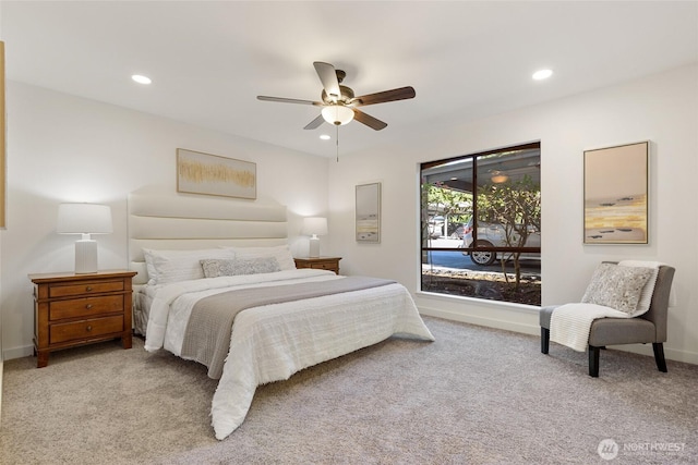 10305 NE 16th St Unit I6, Bellevue, WA 98004 - carpeted bedroom with recessed lighting and ceiling fan