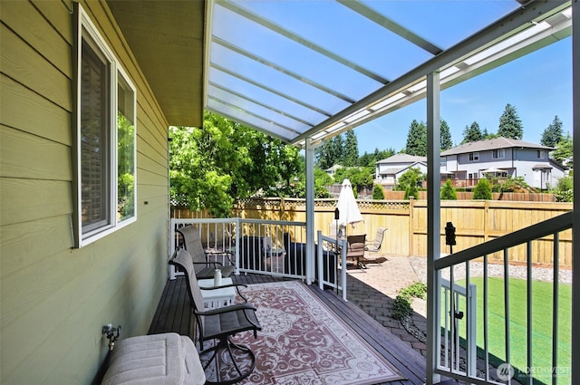 37404 18th Ave S, Federal Way, WA 98003 - deck with a fenced backyard, a pergola, and a residential view