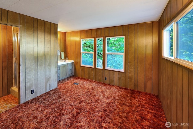 31809 148th Way SE, Auburn, WA 98092 - unfurnished bedroom featuring wood walls and carpet flooring
