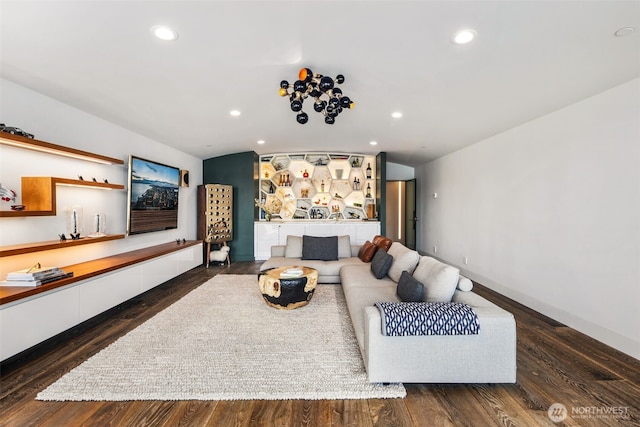 4014 E Mercer Way, Mercer Island, WA 98040 - living area with dark wood-style floors and recessed lighting