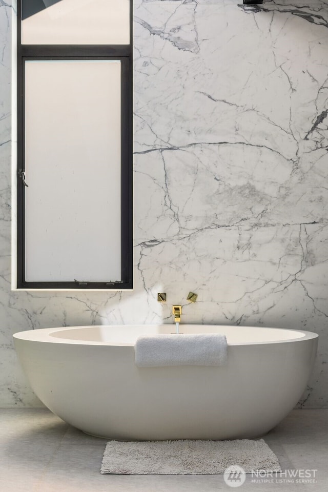 4014 E Mercer Way, Mercer Island, WA 98040 - bathroom with a freestanding bath and tile walls