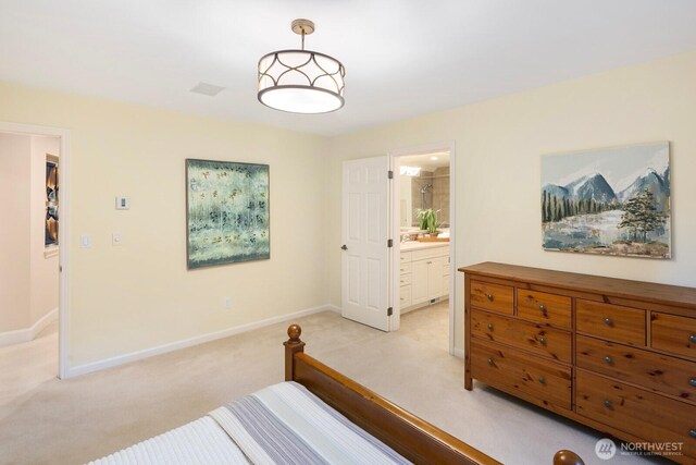 13695 NE 32nd Pl, Bellevue, WA 98005 - bedroom with light colored carpet and connected bathroom