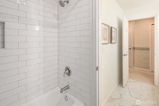 13695 NE 32nd Pl, Bellevue, WA 98005 - full bathroom with marble finish flooring and shower / tub combination