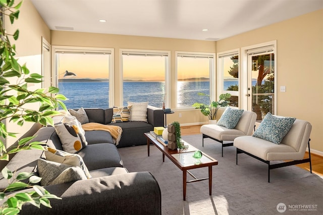 7117 Beach Dr SW, Seattle, WA 98136 - sunroom / solarium featuring a water view
