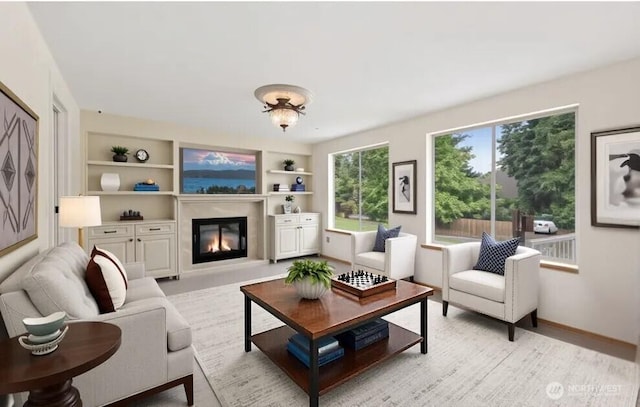 14013 116th Ave E, Puyallup, WA 98374 - living area featuring a glass covered fireplace and built in features