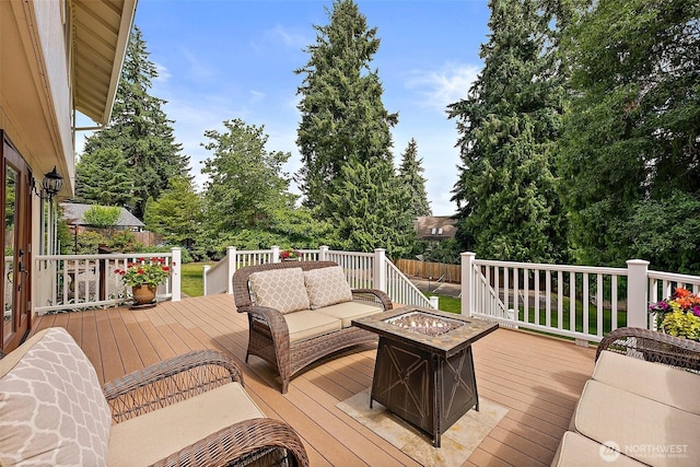 14013 116th Ave E, Puyallup, WA 98374 - deck with an outdoor living space with a fire pit