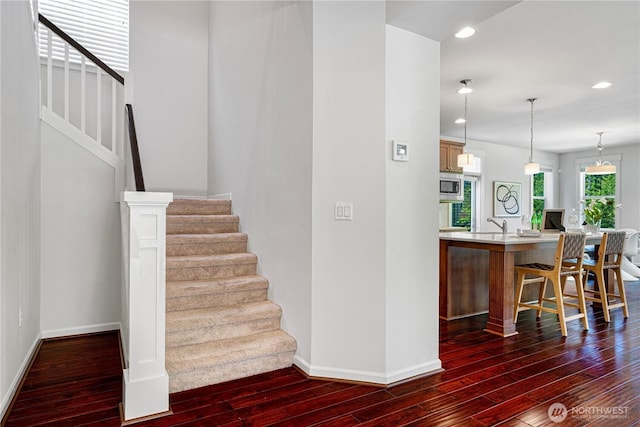 4529 185th Pl SE, Bothell, WA 98012 - stairs with wood finished floors and recessed lighting