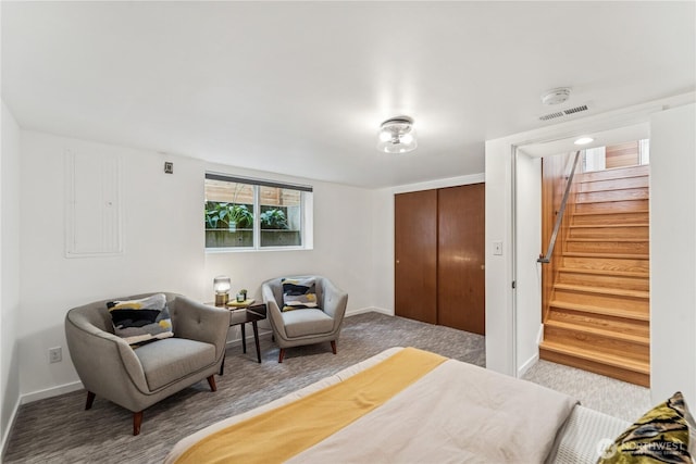 2626 W Lynn St, Seattle, WA 98199 - bedroom featuring carpet floors, a closet, and electric panel