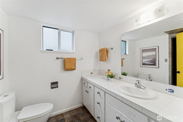 2626 W Lynn St, Seattle, WA 98199 - bathroom featuring plenty of natural light, vanity, and stone finish flooring