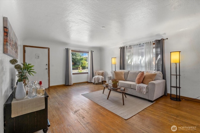 7012 S Warner St, Tacoma, WA 98409 - living room with hardwood / wood-style flooring and a textured ceiling