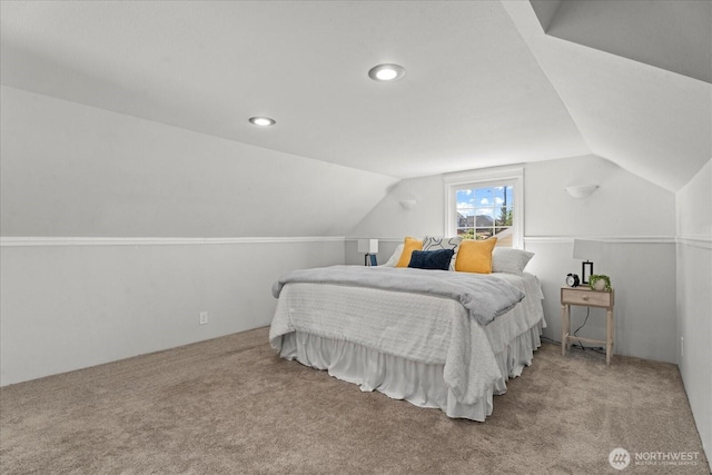 7012 S Warner St, Tacoma, WA 98409 - carpeted bedroom featuring lofted ceiling and recessed lighting