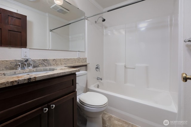 10414 43rd Street Ct E, Edgewood, WA 98372 - bathroom featuring vanity, shower / tub combination, and crown molding