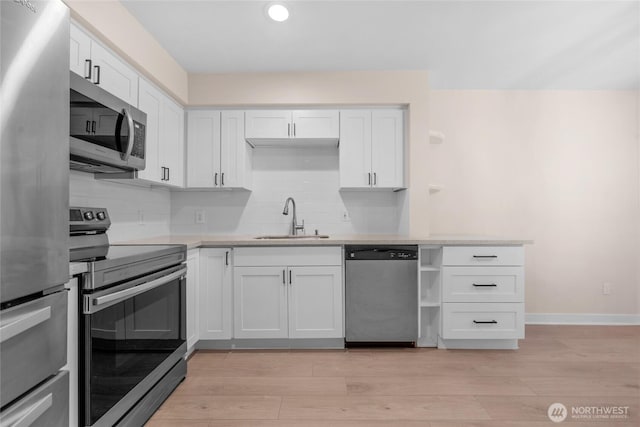 12303 Harbour Pointe Blvd Unit S104, Mukilteo, WA 98275 - kitchen with stainless steel appliances, white cabinetry, tasteful backsplash, light countertops, and recessed lighting