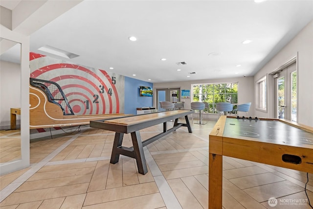 12303 Harbour Pointe Blvd Unit S104, Mukilteo, WA 98275 - recreation room with recessed lighting, light tile patterned floors, and inlaid floor details