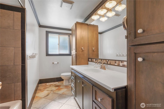 2120 Seaview St W, University Place, WA 98466 - bathroom with ornamental molding, vanity, and tile patterned floors