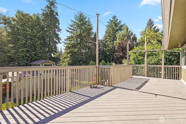 2120 Seaview St W, University Place, WA 98466 - wooden terrace featuring view of scattered trees