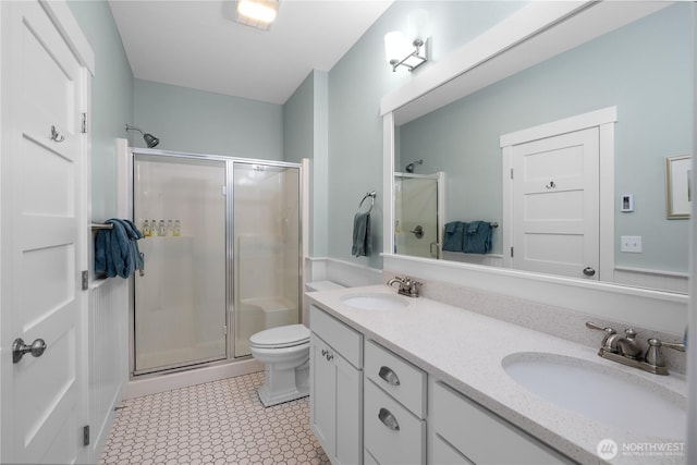 46 Seaside Ln, Pacific Beach, WA 98571 - bathroom with a shower stall and double vanity