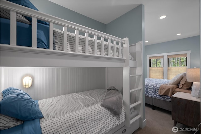 46 Seaside Ln, Pacific Beach, WA 98571 - bedroom with carpet floors, a wainscoted wall, and recessed lighting
