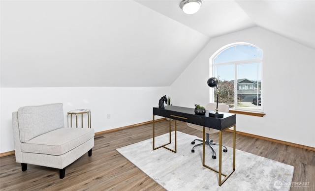 21012 82nd St E, Bonney Lake, WA 98391 - home office featuring lofted ceiling and wood finished floors