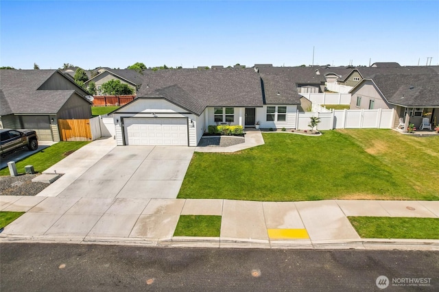 1344 E Deborah St, Moses Lake, WA 98837 - view of front facade with an attached garage, concrete driveway, a residential view, and a shingled roof
