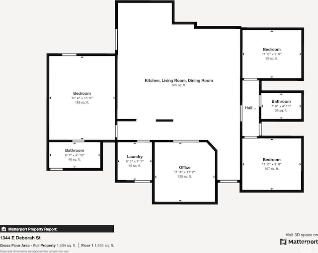 1344 E Deborah St, Moses Lake, WA 98837 - view of floor plan / room layout
