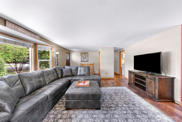 5215 Richmond Cres, Blaine, WA 98230 - living area featuring a textured ceiling and wood finished floors