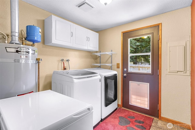 5215 Richmond Cres, Blaine, WA 98230 - laundry area with separate washer and dryer, cabinet space, electric panel, and strapped water heater