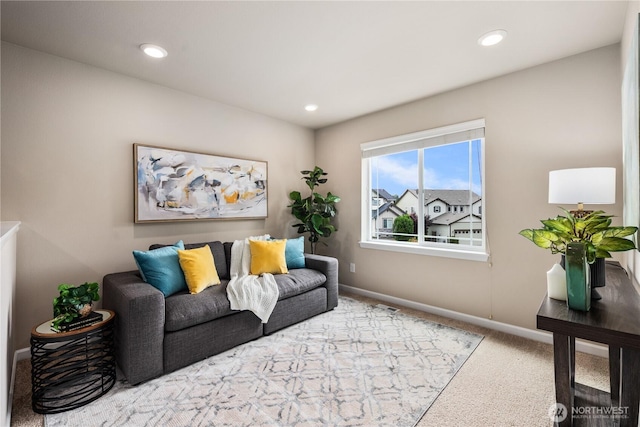 6639 S 298th Pl, Auburn, WA 98001 - carpeted living area with baseboards and recessed lighting