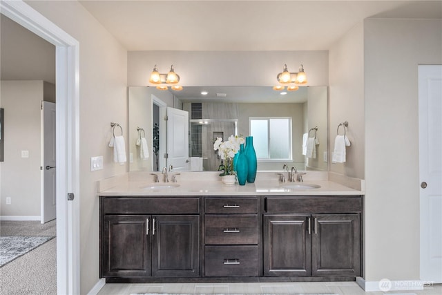 6639 S 298th Pl, Auburn, WA 98001 - full bathroom with double vanity and a shower with door