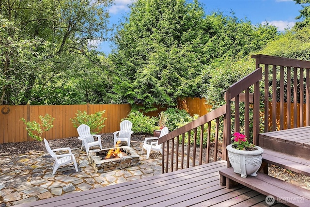 17905 3rd Ave NW, Shoreline, WA 98177 - deck with an outdoor fire pit and a patio