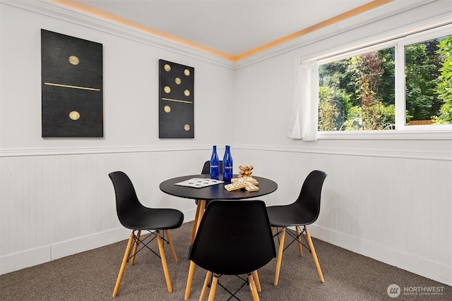 17905 3rd Ave NW, Shoreline, WA 98177 - dining area featuring carpet flooring, wainscoting, and crown molding