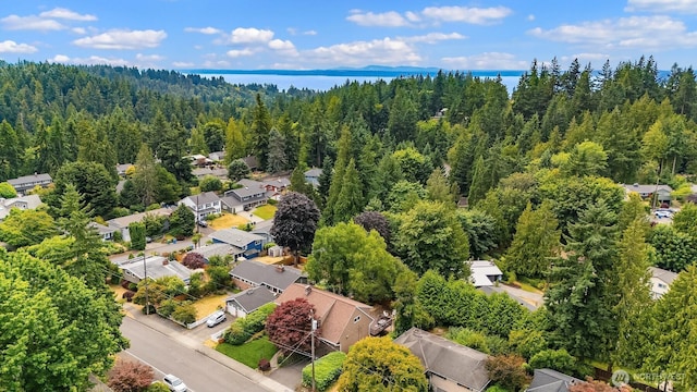 17905 3rd Ave NW, Shoreline, WA 98177 - aerial view of residential area featuring a heavily wooded area and a nearby body of water
